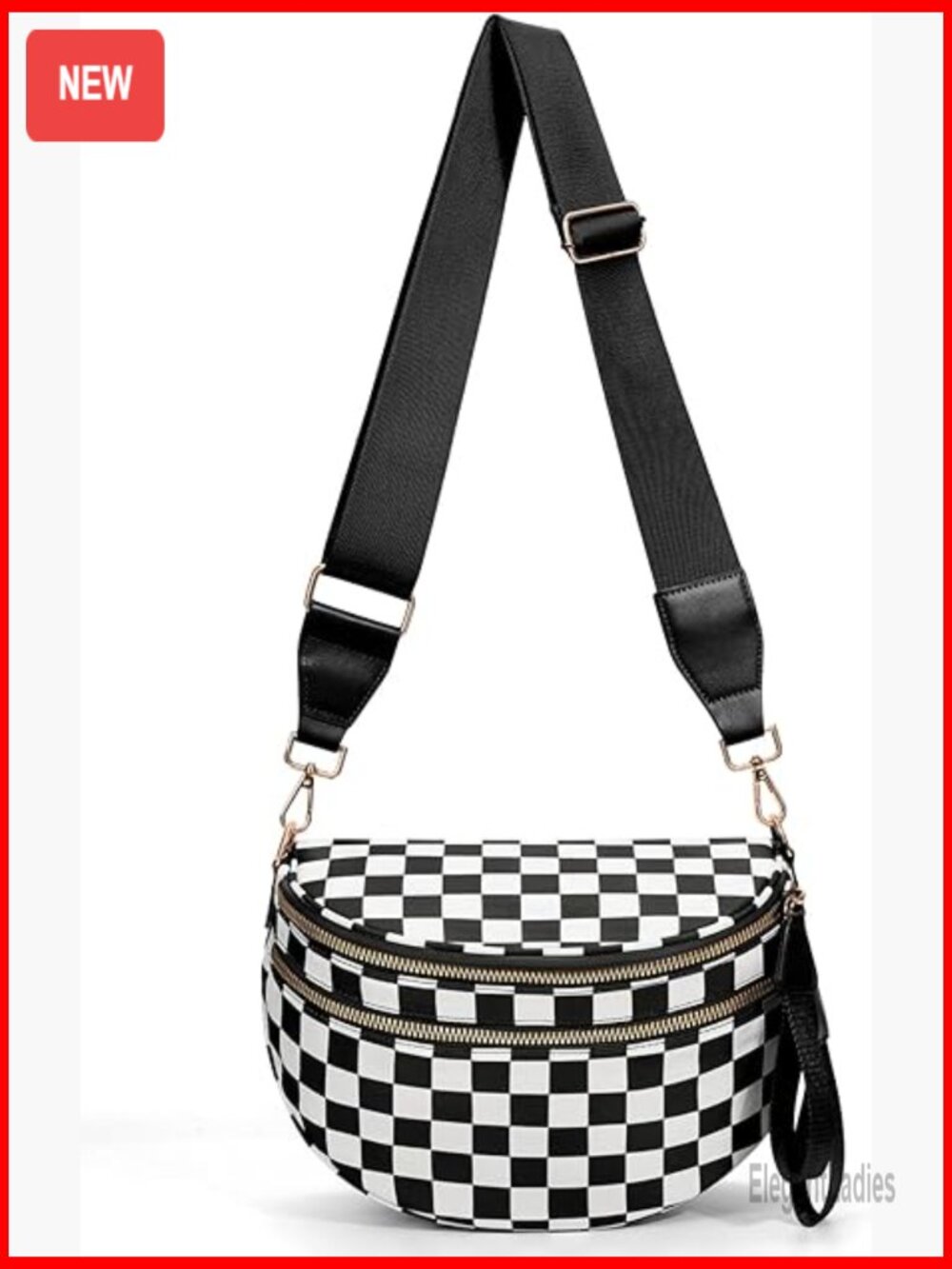 Checkered Crossbody Fanny Pack Nylon Sling Bag Adjustable Strap Y2K Retro
